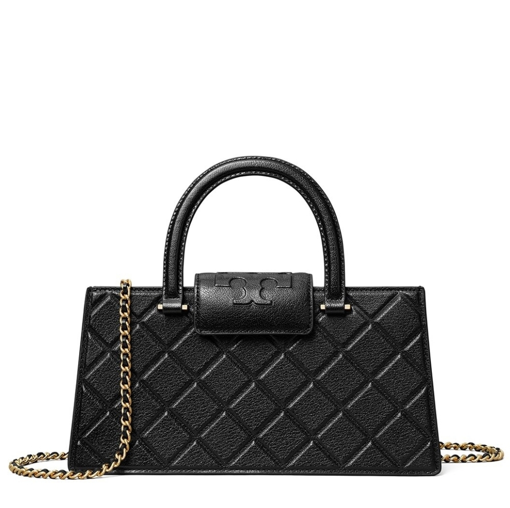 Tory Burch New York Fleming East-West Satchel Leather Black Small NWT